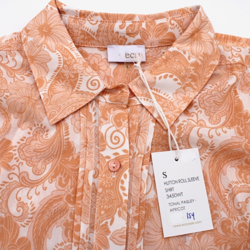 Ecru NWT Sheer Floral Button-Up Blouse – Hutton Style, Size S - Picture 4 of 7